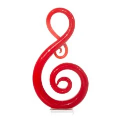 Red Clef Musical Note Hand Blown Art Glass Figurine Figurine By Dale Tiffany