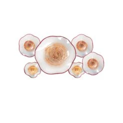 Cavalier White Orange 6-Piece Hand Blown Art Glass Collage Alternative Wall Art By Dale Tiffany