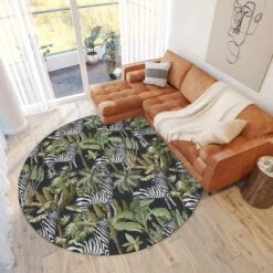 Tropics Tc13 Area Rug By Dalyn Rug Company -Home Accessories Sales Dalyn Rug Company TC13 Black Round lifestyle1