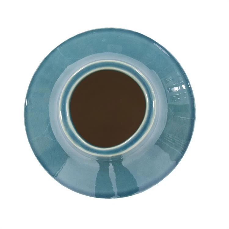 Cross Hatched Sea Blue Ceramic Round Vase Vase-Urn By Howard Elliott Collection 3 Cross Hatched Sea Blue Ceramic Round Vase Vase-Urn By Howard Elliott Collection - Image 3