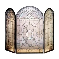 Beveled Glass Clear Fireplace Screen By Meyda Lighting