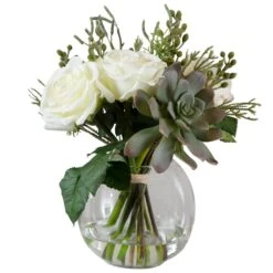 Uttermost Belmonte Floral Bouquet & Vase Vase-Urn By Uttermost -Home Accessories Sales Uttermost 60182 A1 SIDE