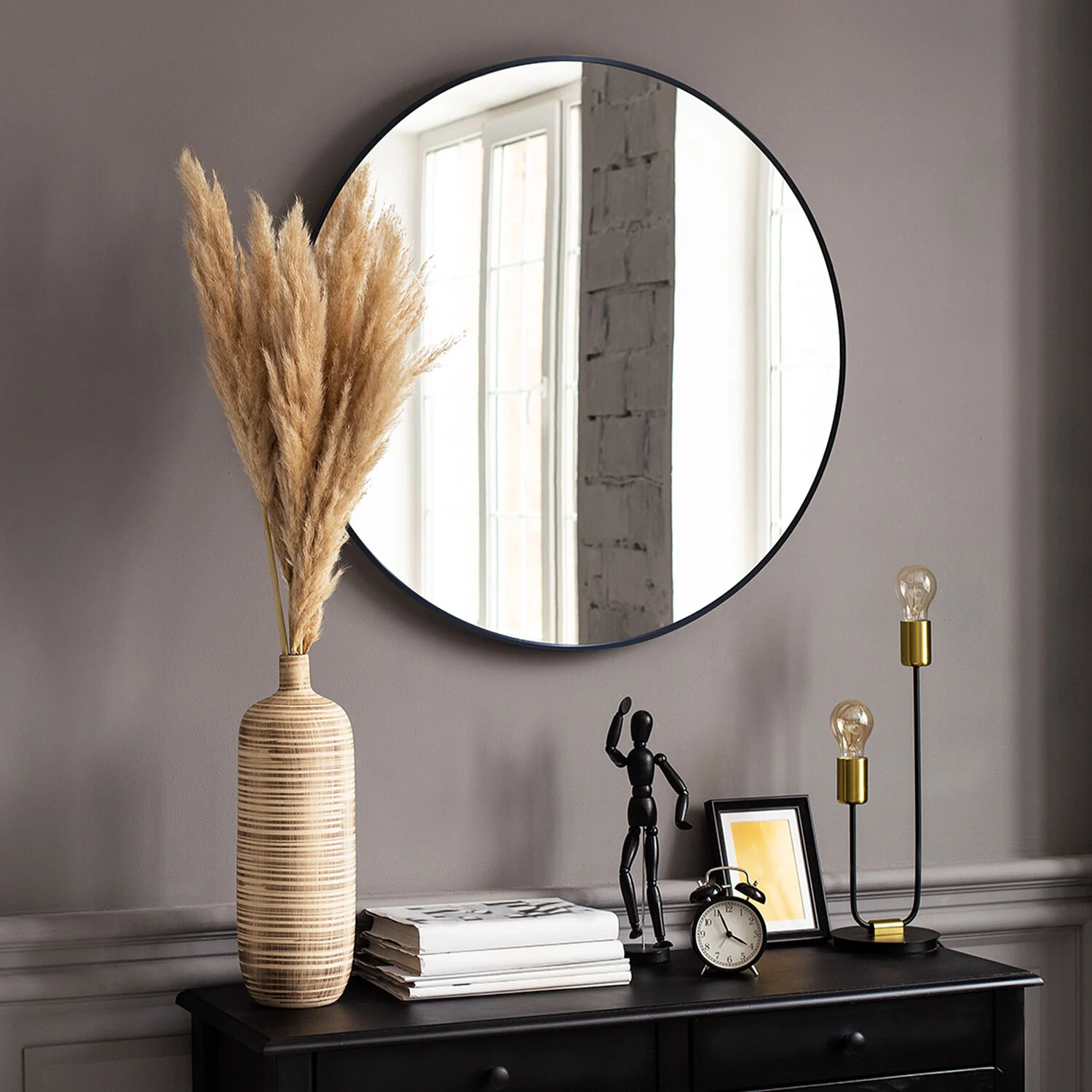 Home Accessories Sales -Home Accessories Sales Cannes Black Round Mirror 80cm mirrors 123154 hi res 0